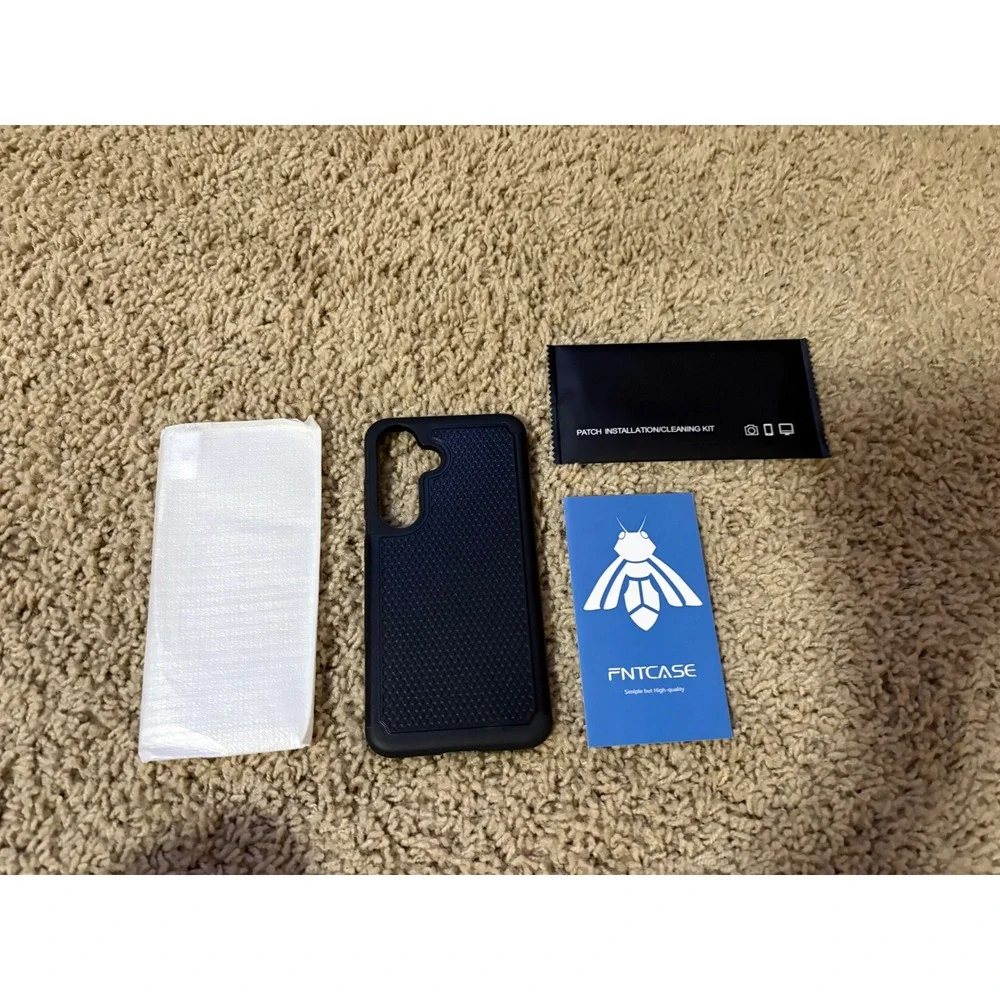 FNTCASE Black Phone Case with‎ Screen Protector for Samsung Galaxy